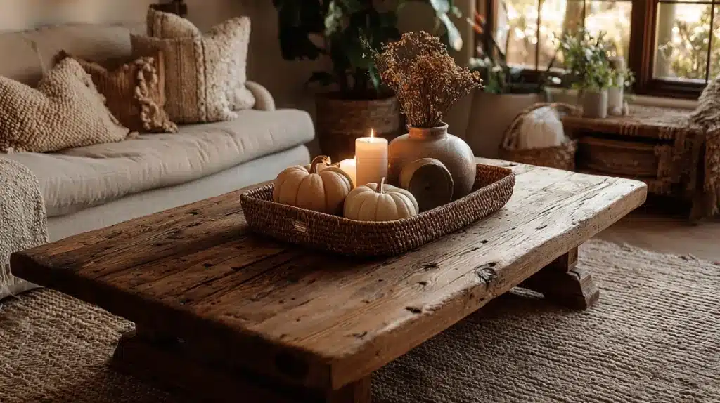 Add a Vintage Wooden Coffee Table
