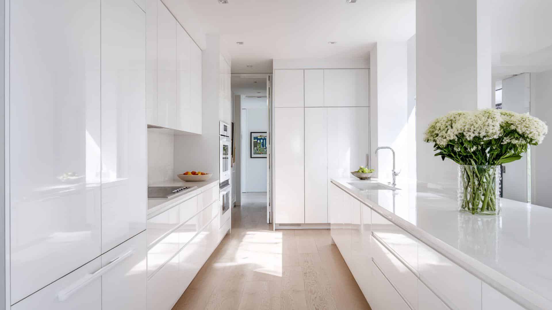 All-White Kitchen with Hidden Appliances