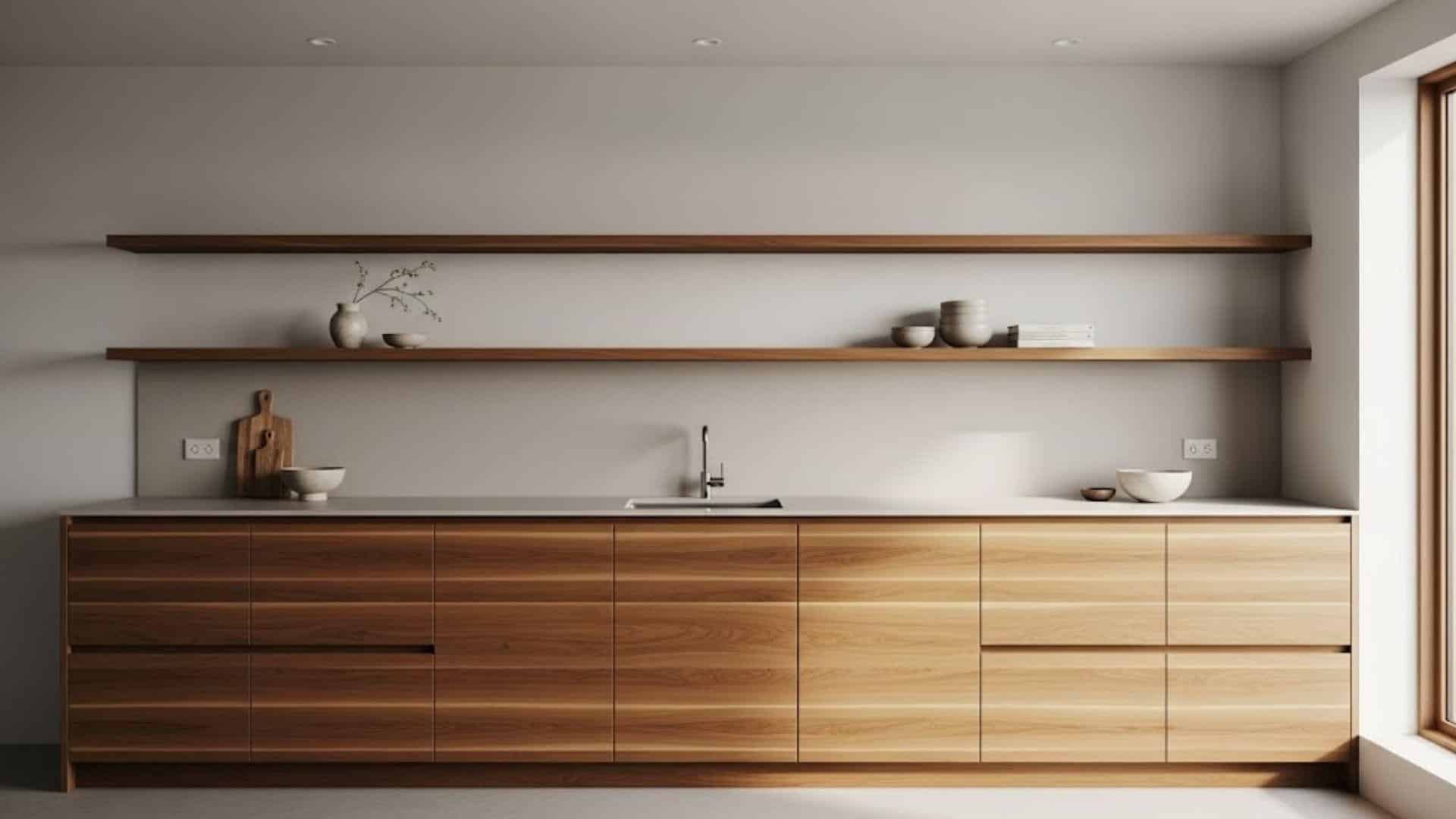 All-Wood Cabinetry with Horizontal Grain Pattern