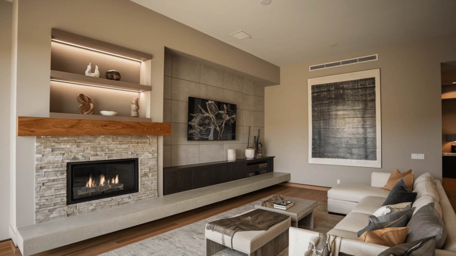 Asymmetrical Layout with One Side Open Shelving