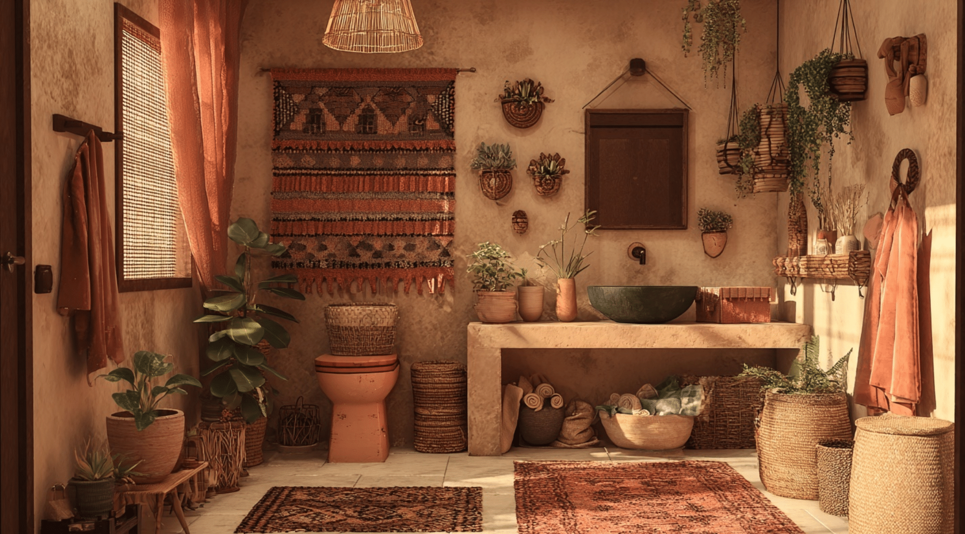 Boho Earthy Bathroom with Textiles