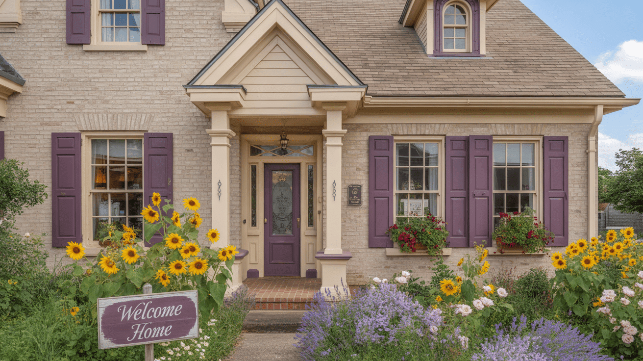 Buff Brick + Plum Purple