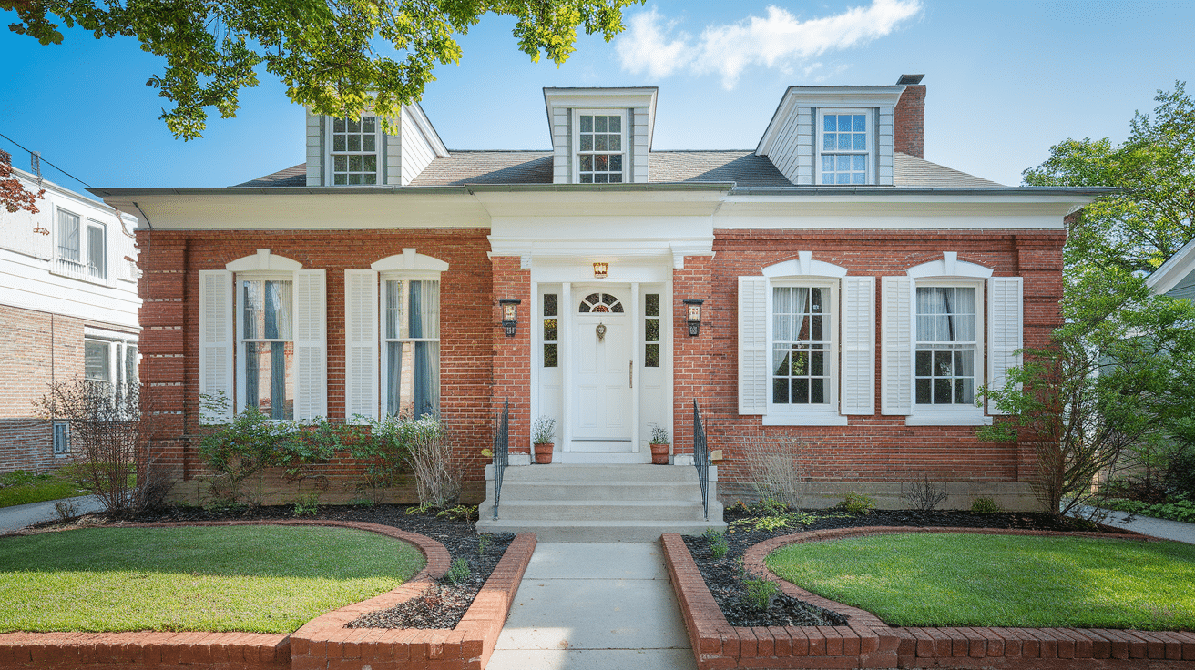 Classic Red Brick + Crisp White Trim