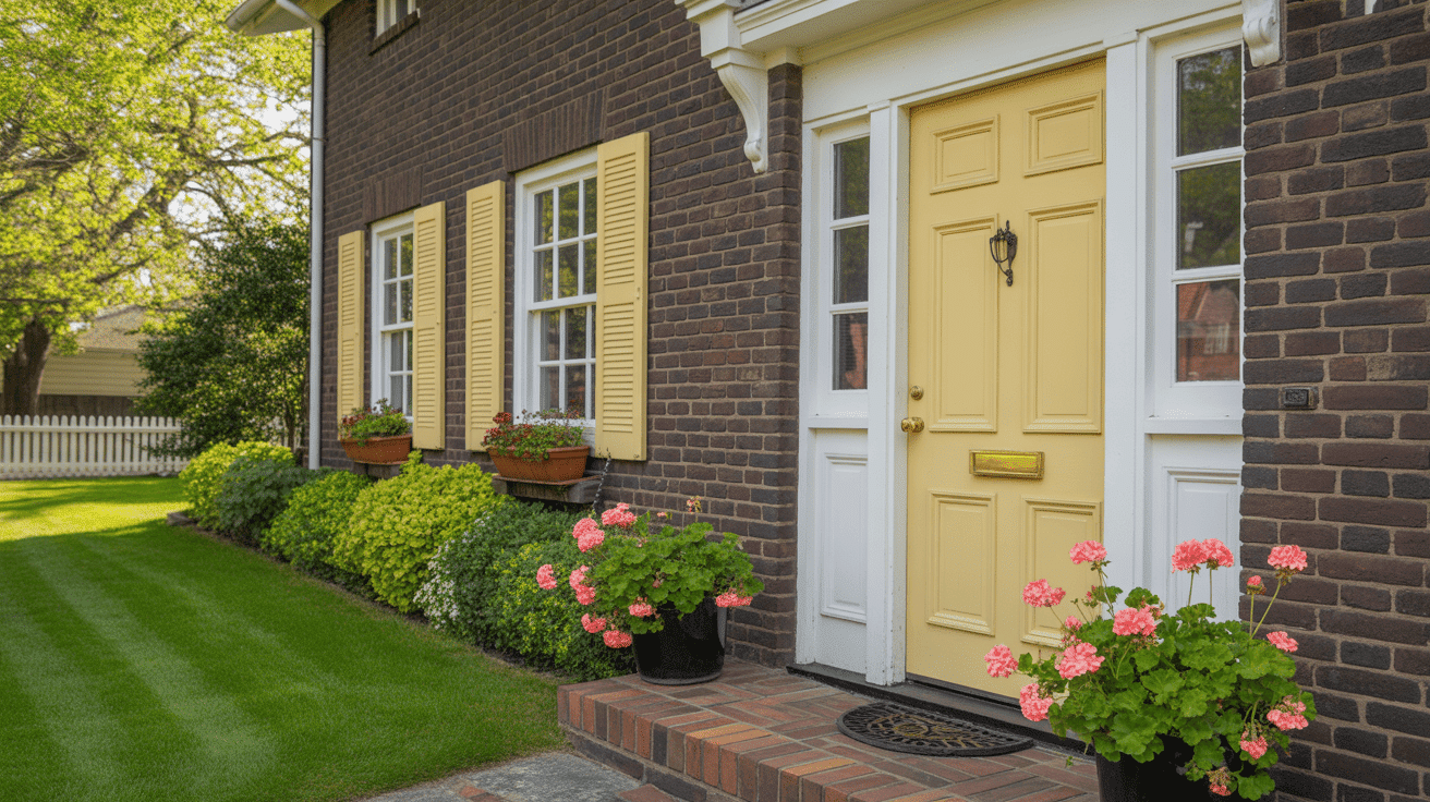 Dark Brown Brick + Soft Yellow