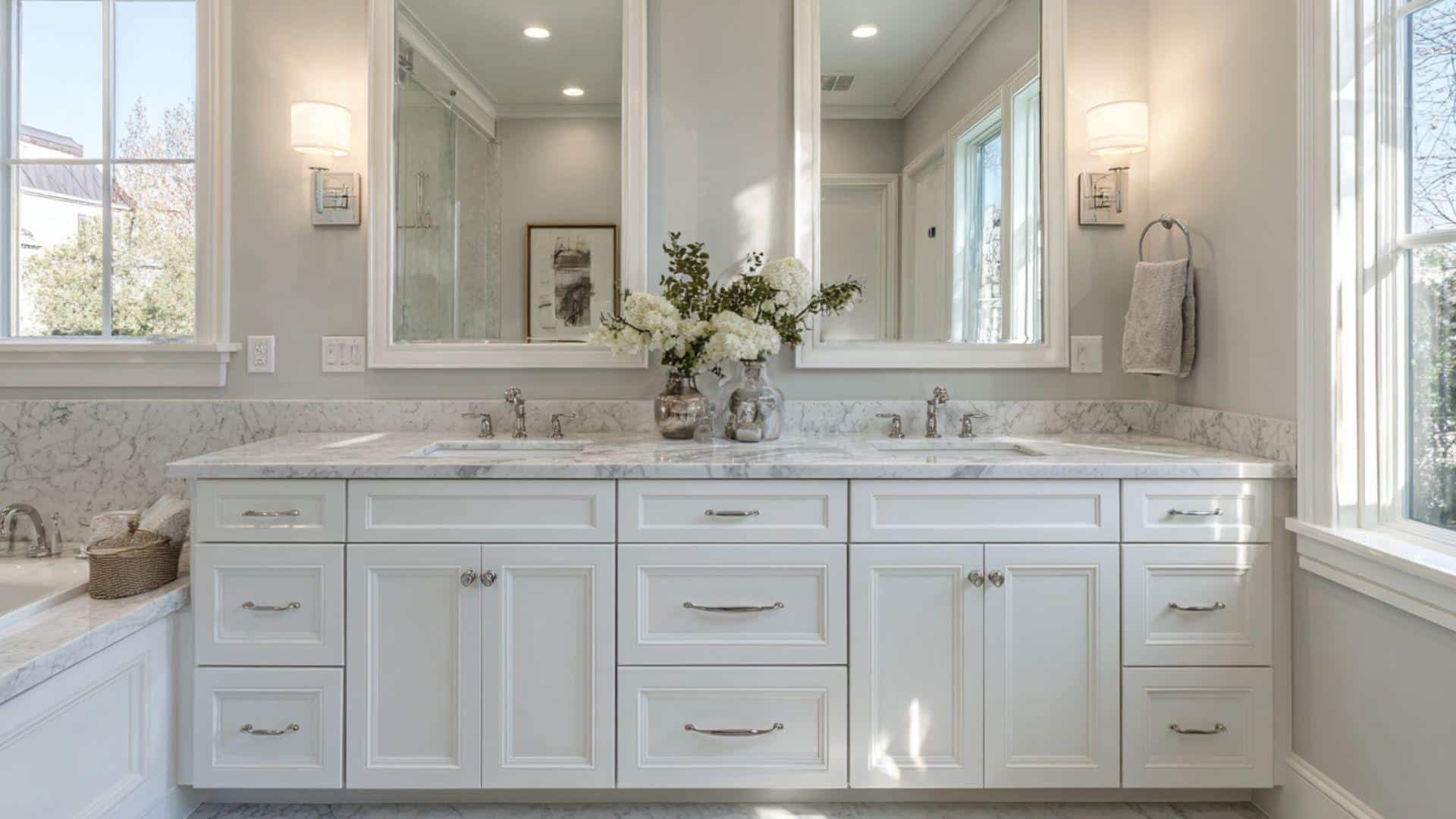 Double Vanity with Marble Countertop