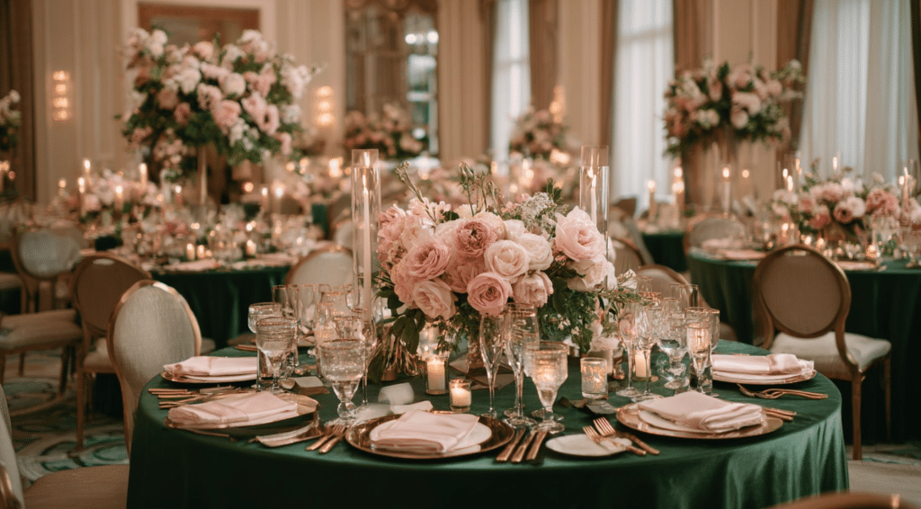 Emerald Green and Blush Pink