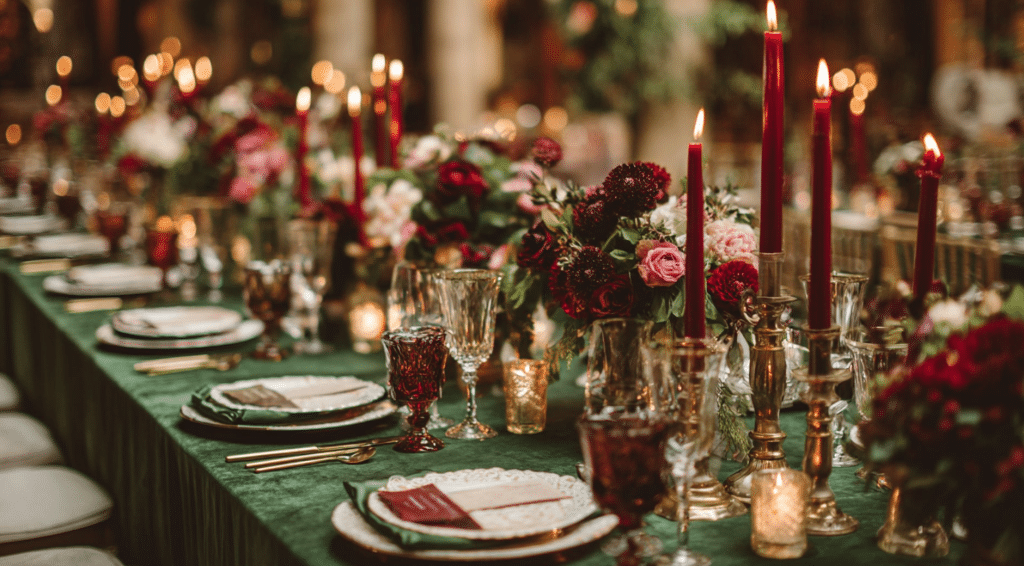Emerald Green and Burgundy