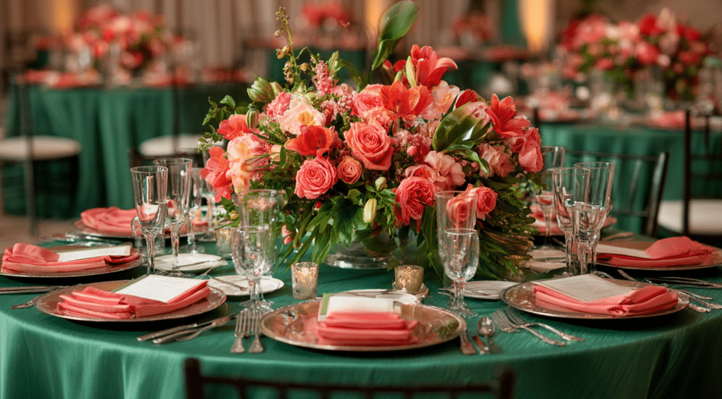 Emerald Green and Coral