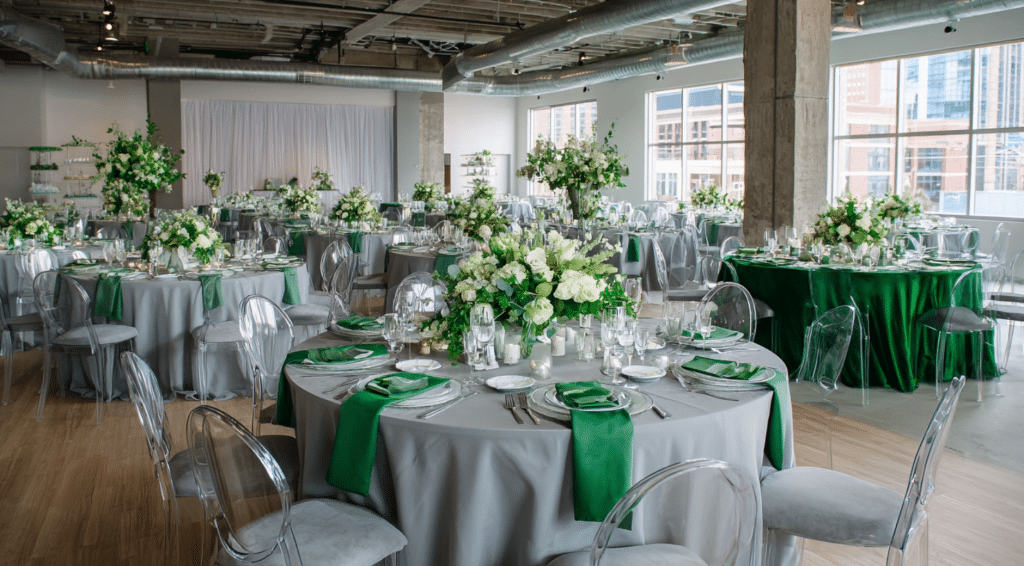 Emerald Green and Light Gray