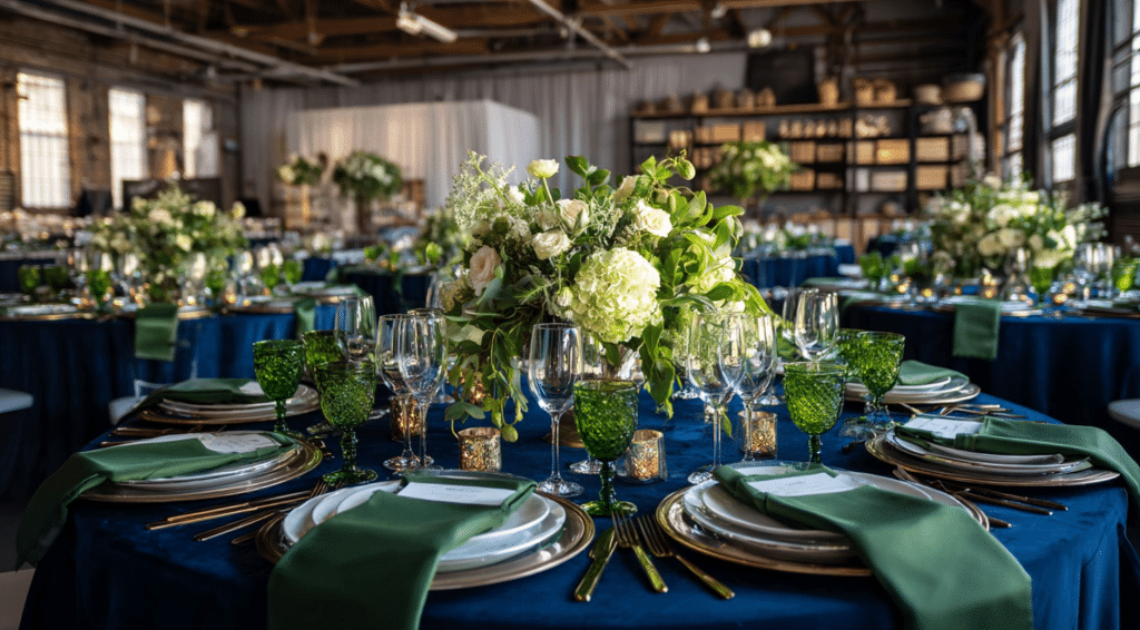Emerald Green and Navy Blue