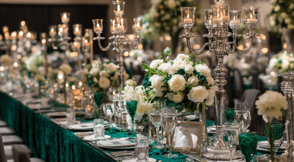 Emerald Green and Silver