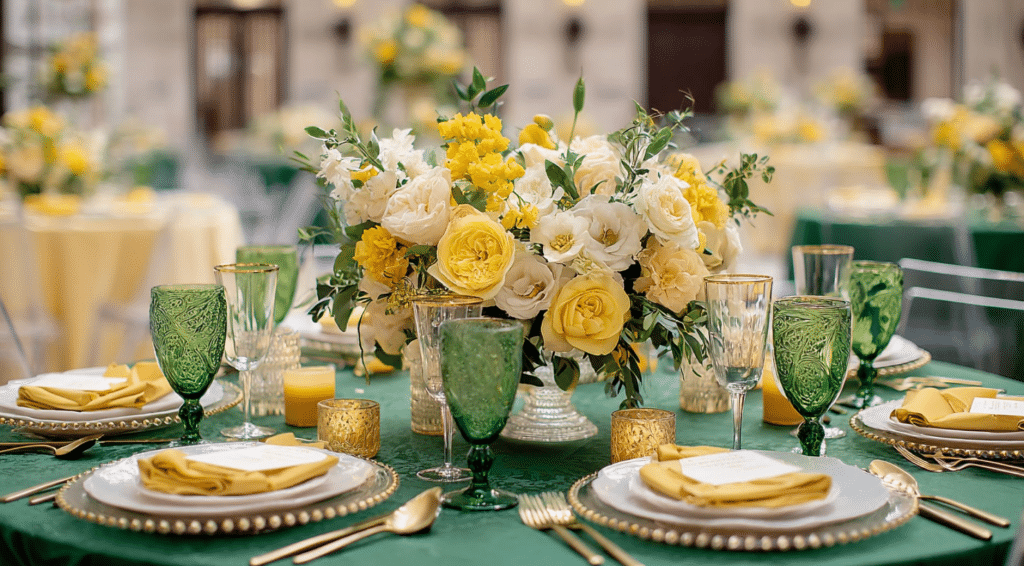 Emerald Green and Soft Yellow