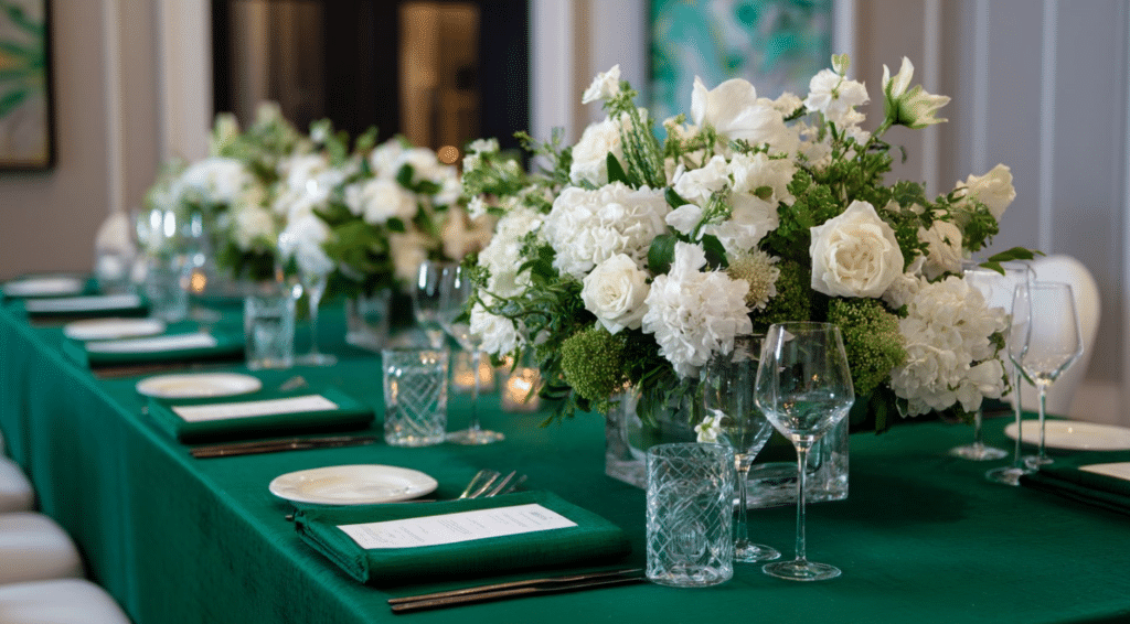 Emerald Green and White