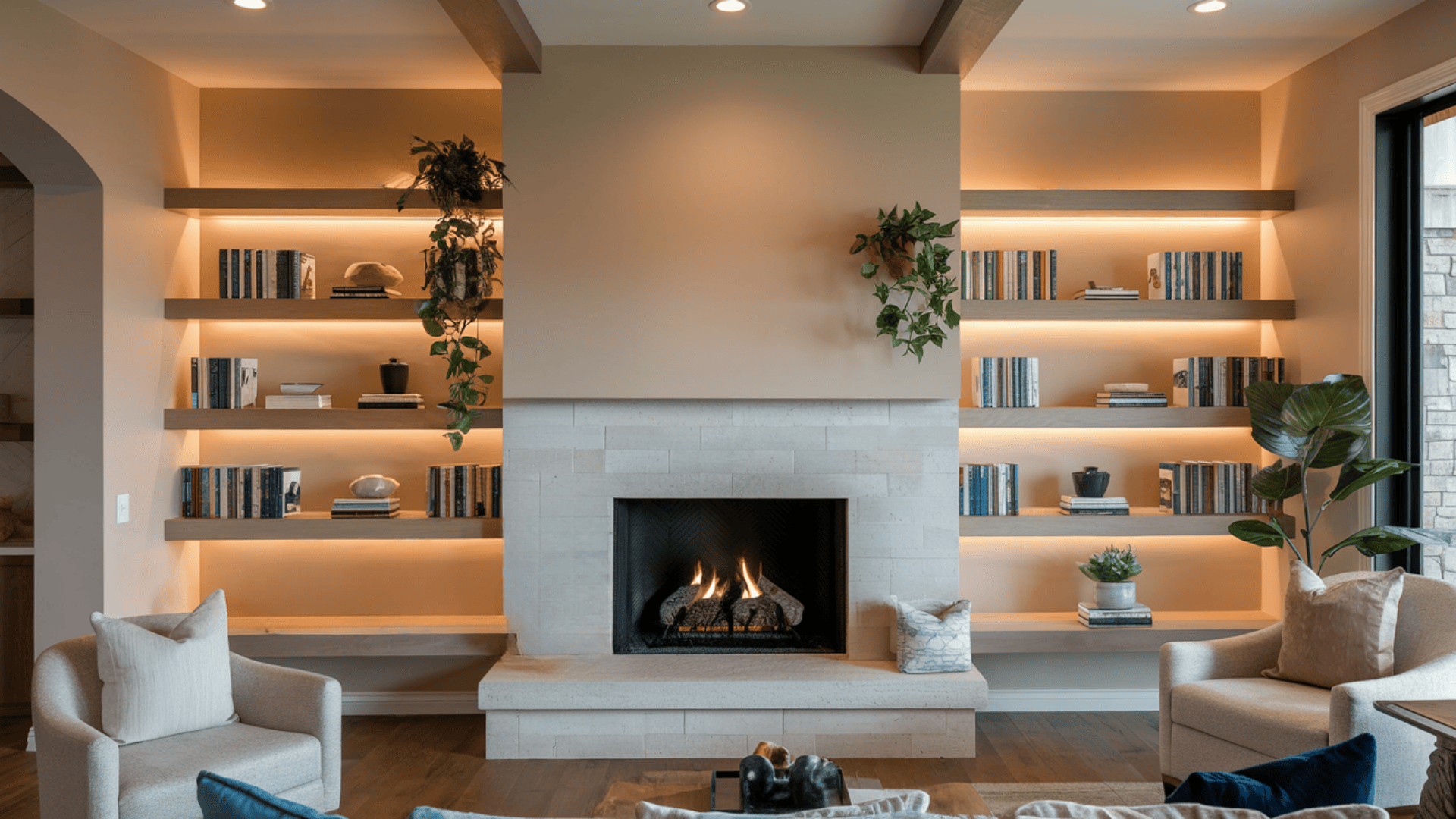 Floor-to-Ceiling Floating Shelves