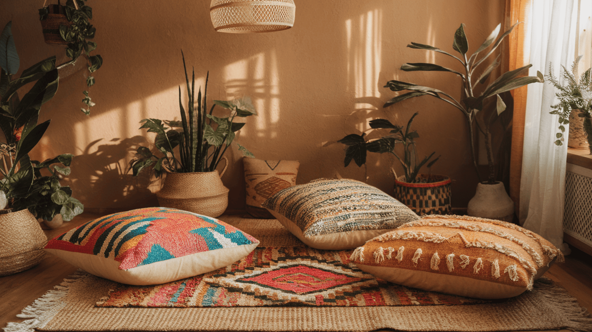 Floor Pillows and Layered Rugs
