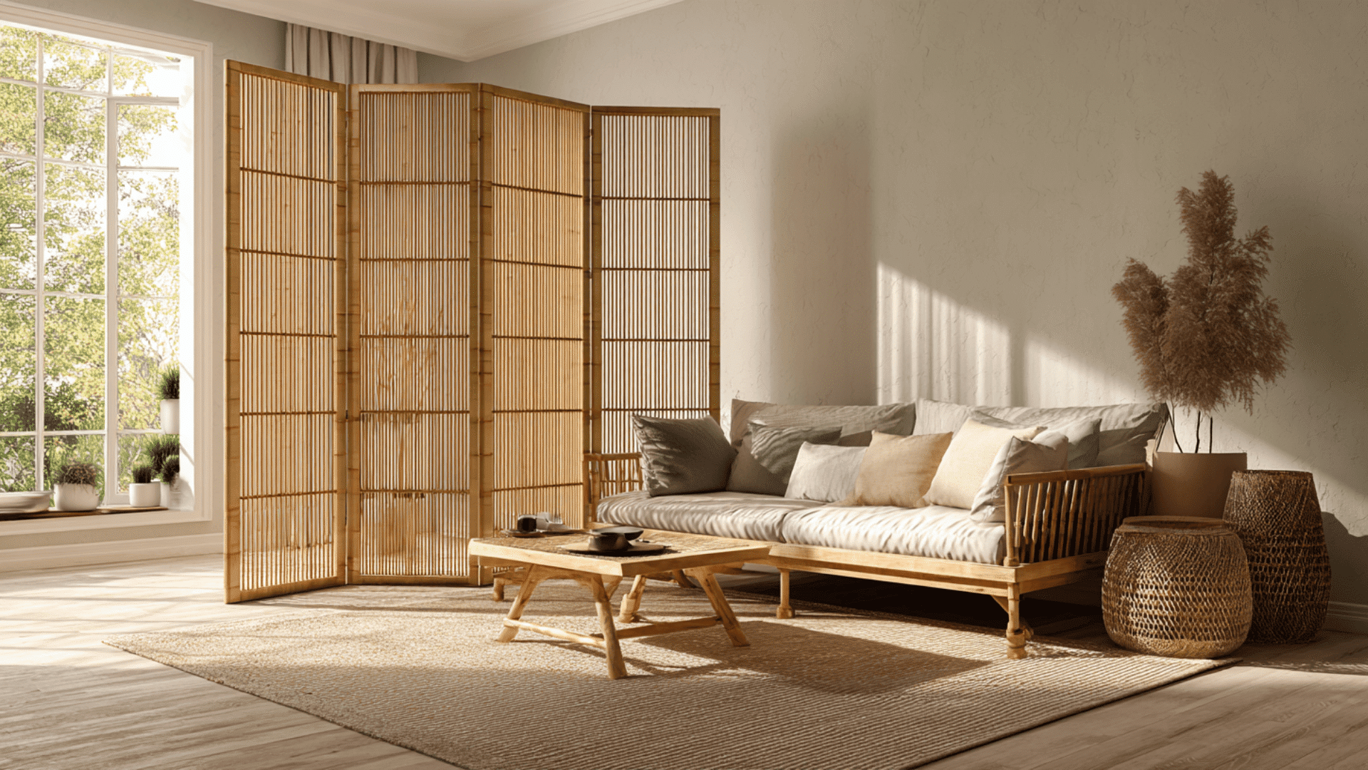 Folding Bamboo Room Divider