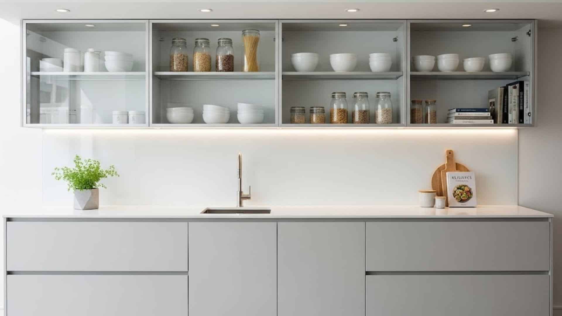 Frameless Glass Upper Cabinets