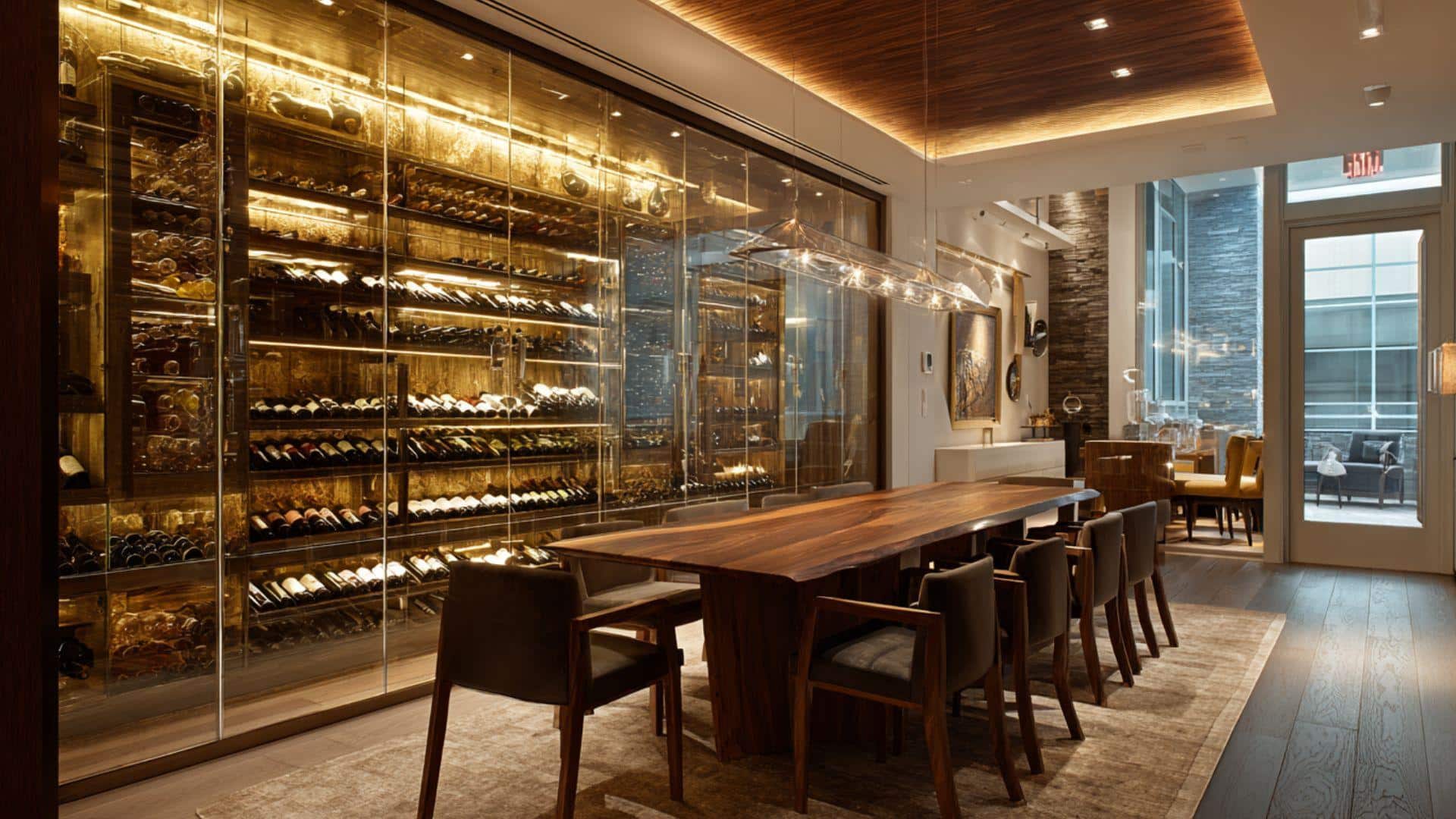Glass-Enclosed Wine Wall
