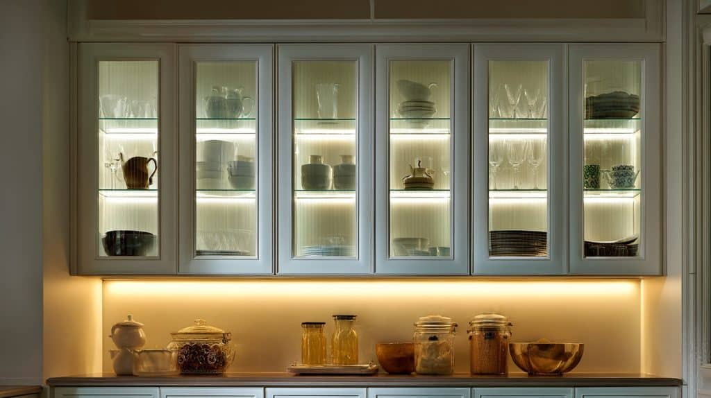 Glass-Front Cabinets with Backlighting