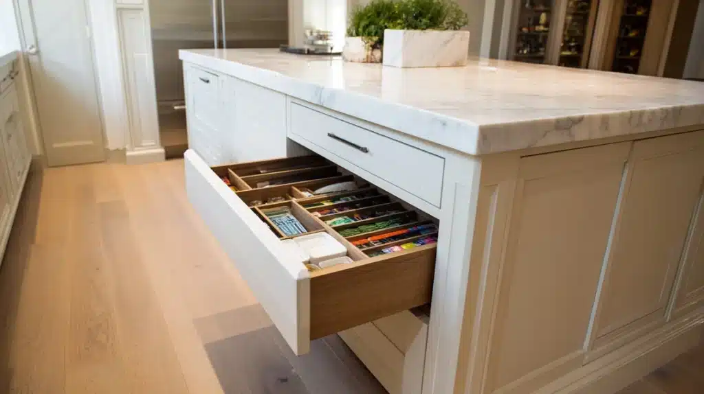 Hidden Under-Island Storage Drawers