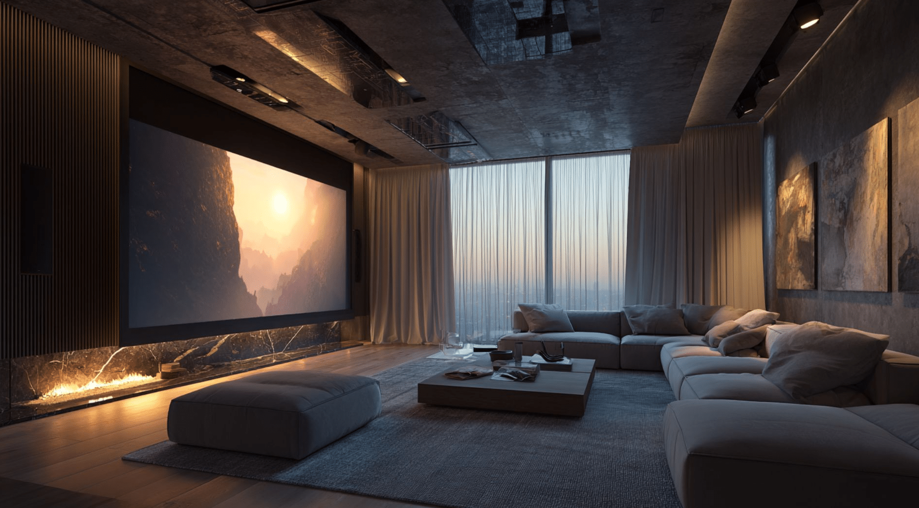 Hidden Drop-Down Projection Screen