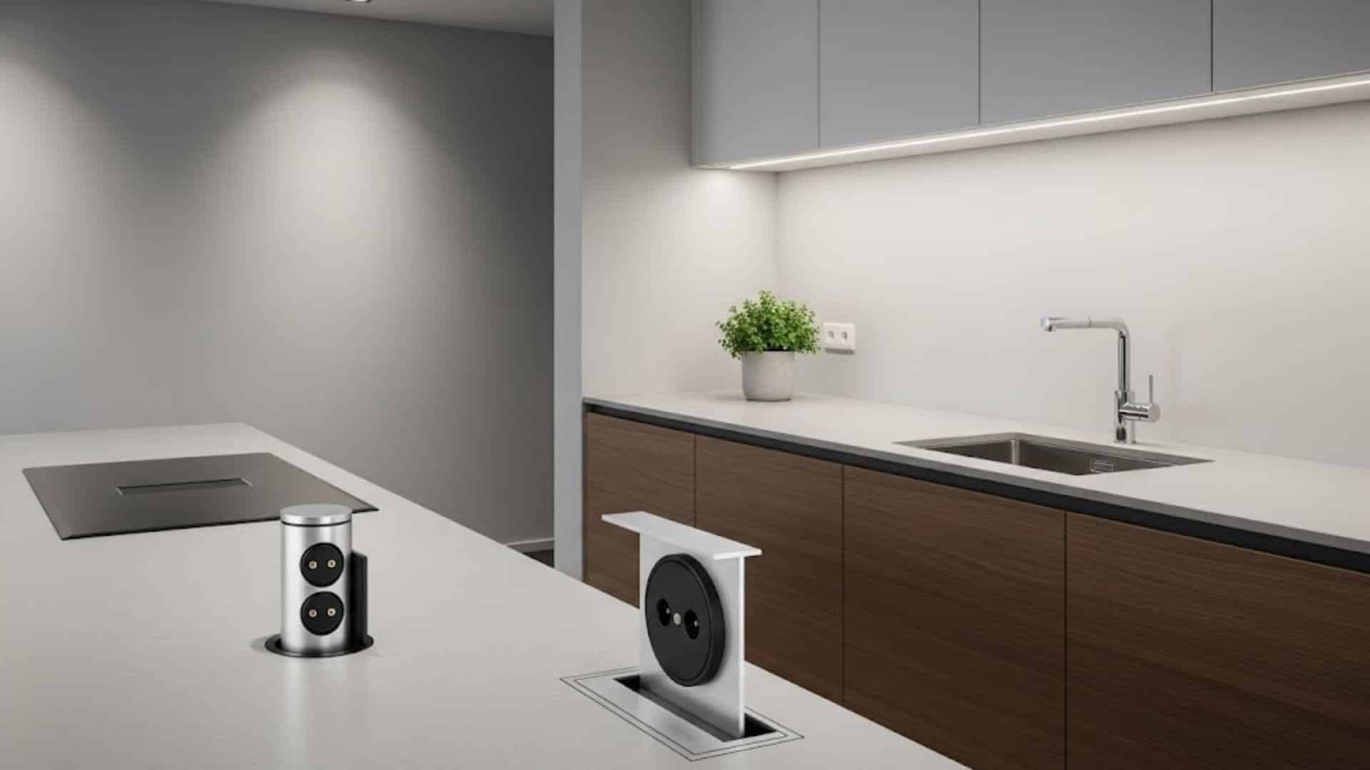 Hidden Pop-Up Outlets in the Counter Surface