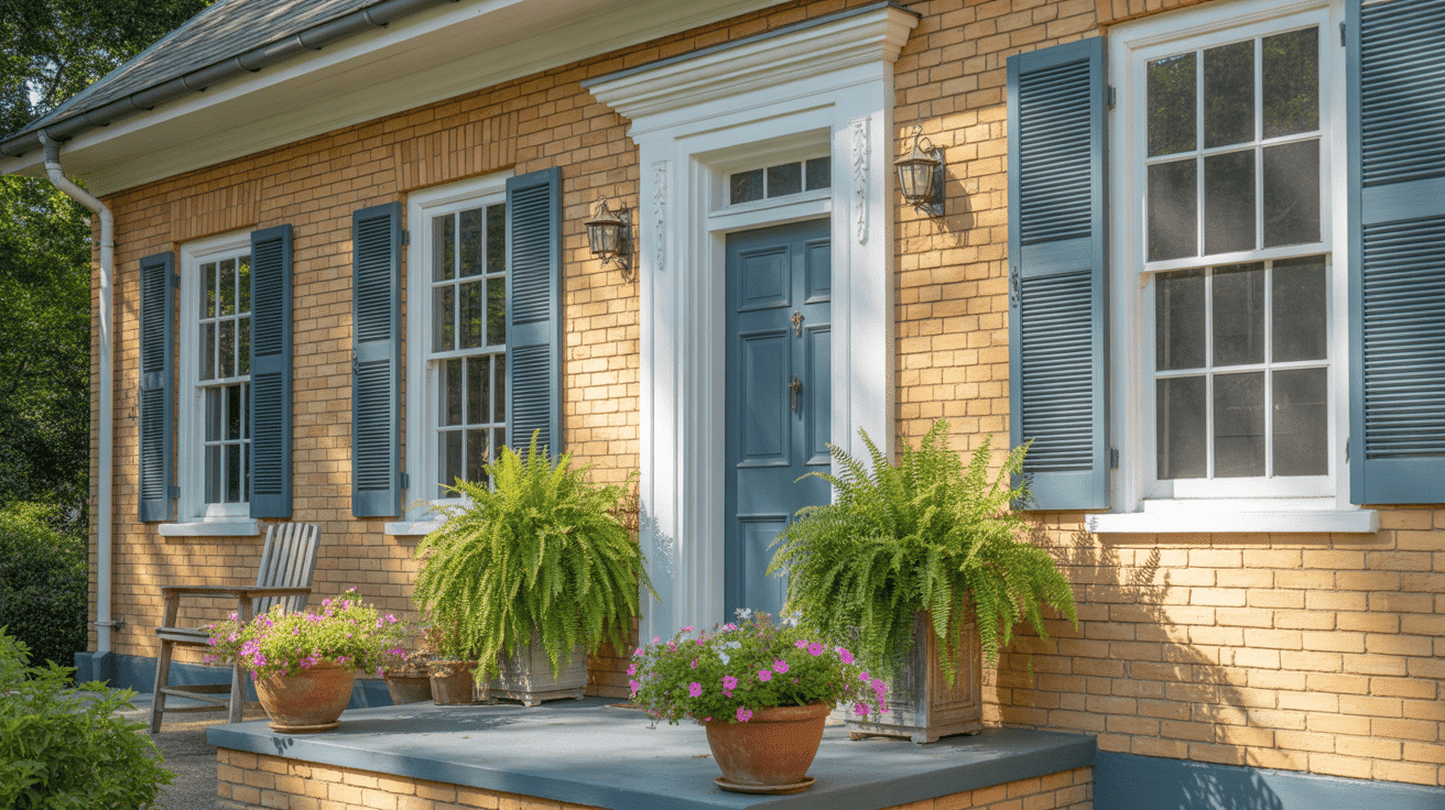 Honey-Colored Brick + Slate Blue