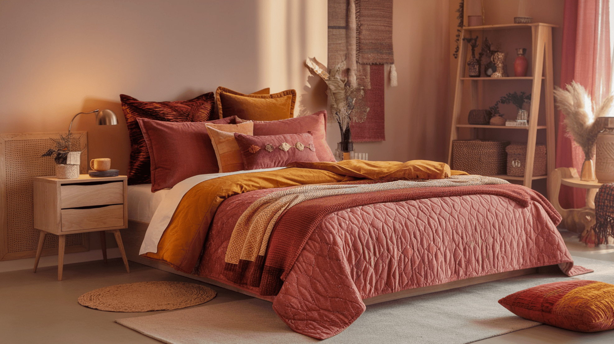 Layered Bedding With Earth Tones