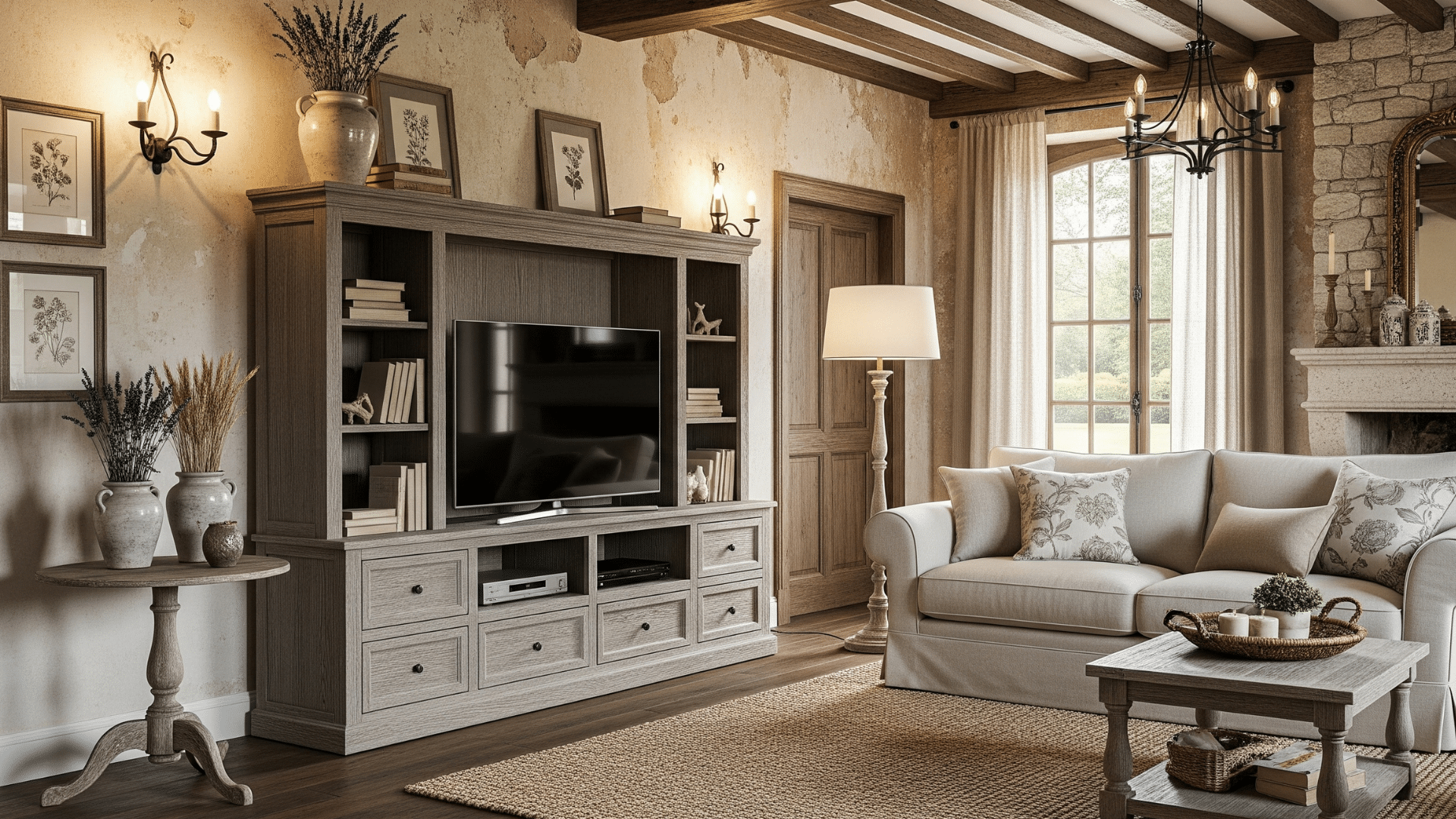 Light Gray Driftwood TV Cabinet