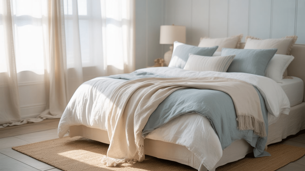 Linen & Cotton Bedding in Layered Neutrals