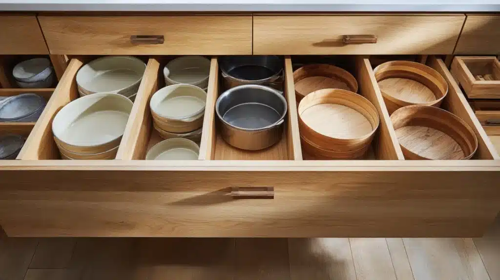 Low, Wide Drawers Instead of Base Cabinets