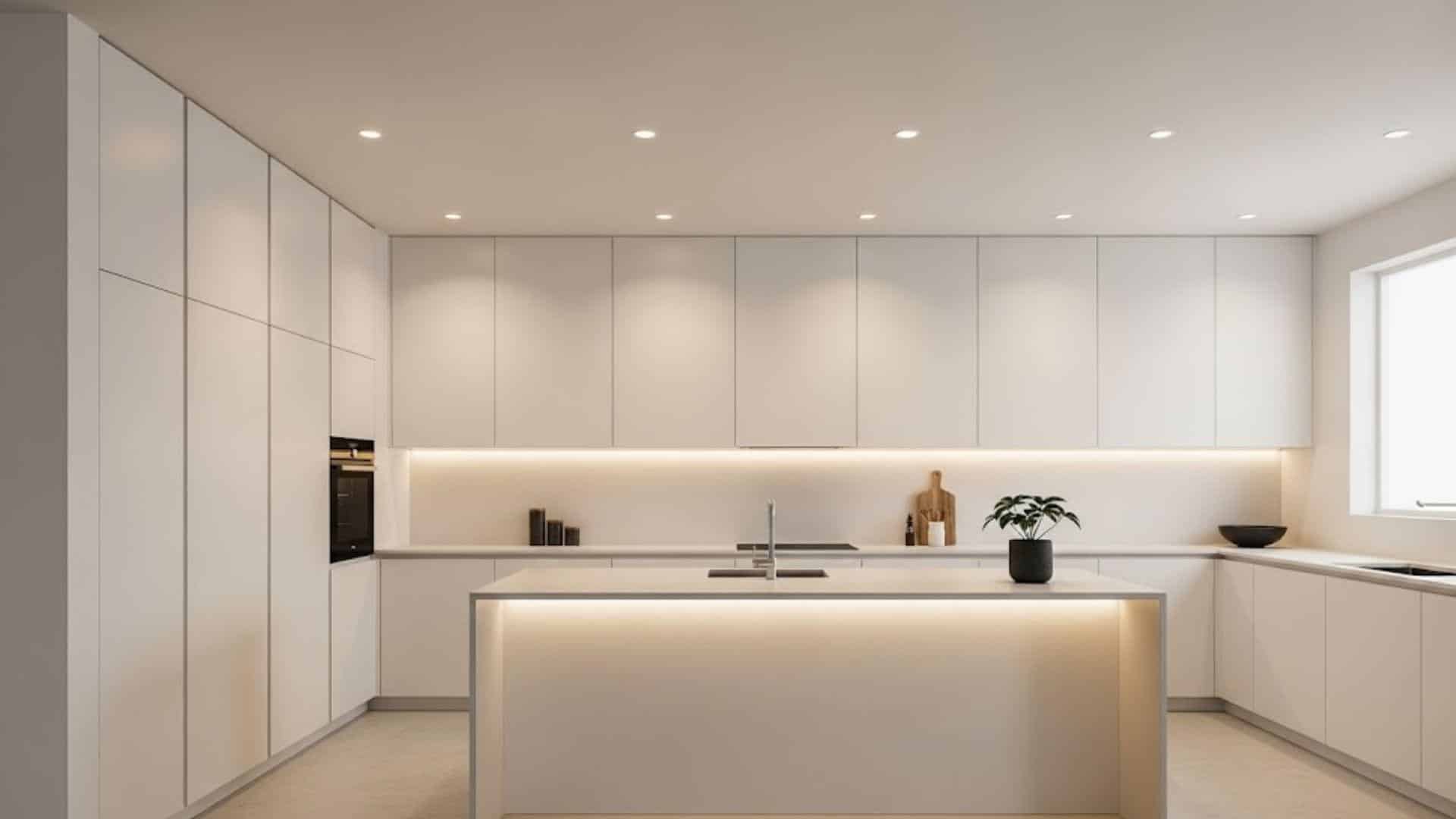 Minimalist Kitchen with Recessed Lighting Only
