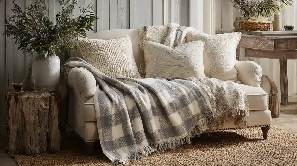 Muted Gingham Throw Blanket