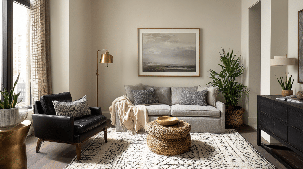 Neutral Style with Touches of Black or Brass