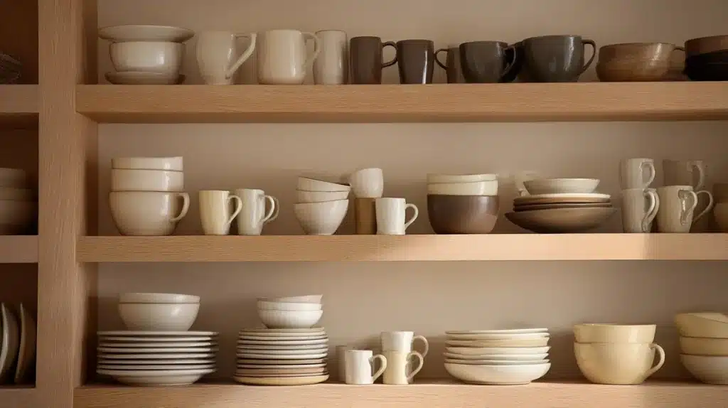 Open Shelving with Coordinated Dinnerware