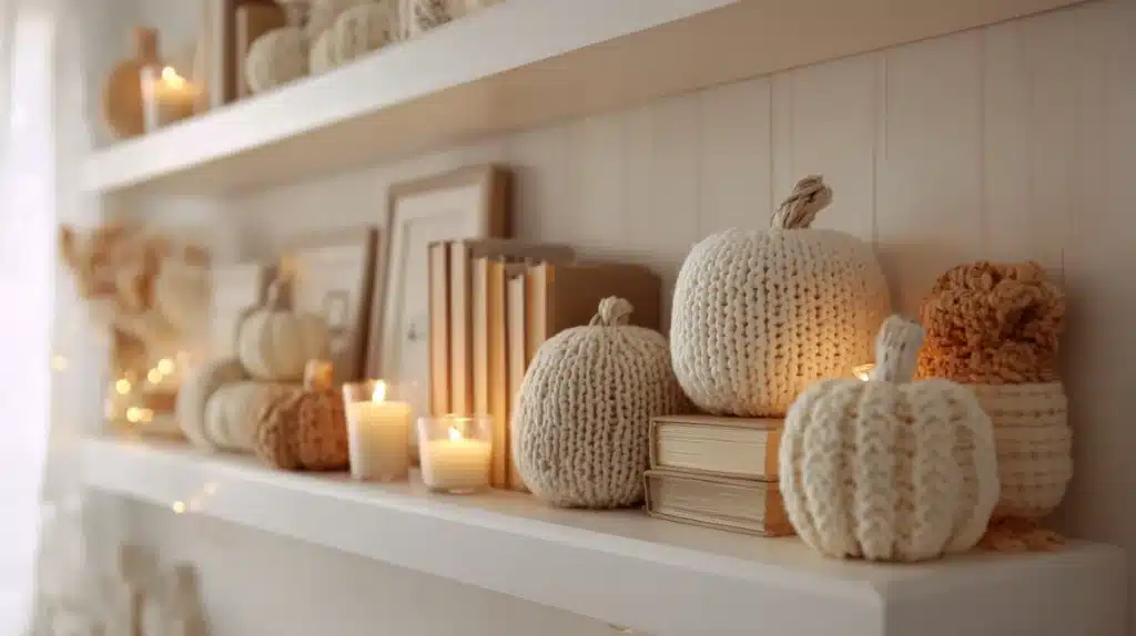 Place Knit or Woven Pumpkins on Shelves