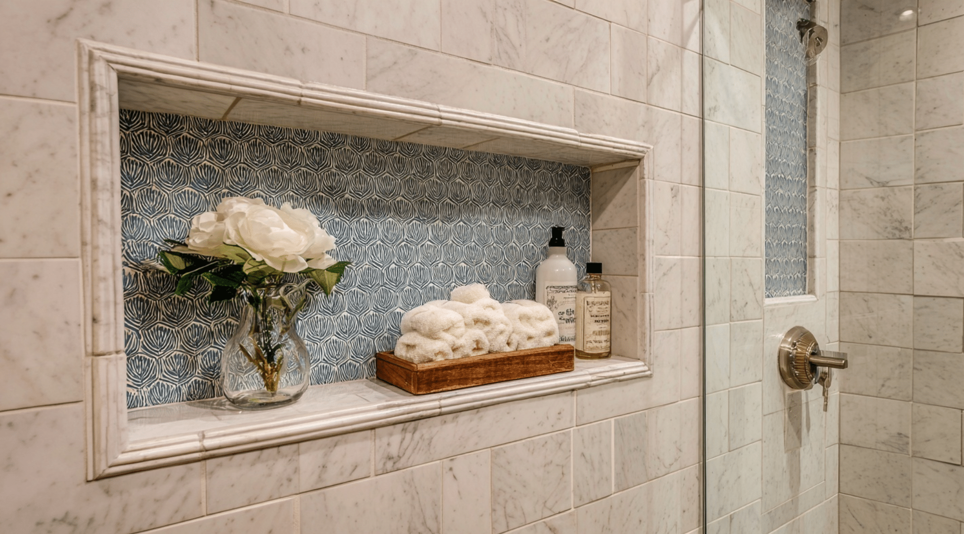Recessed Shower Niche with Accent Tile