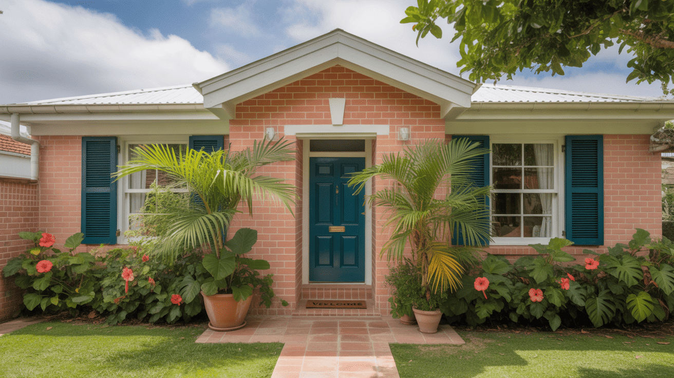 Salmon Pink Brick + Deep Teal