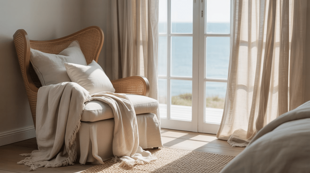 Soft White Walls with Sandy Beige Accents