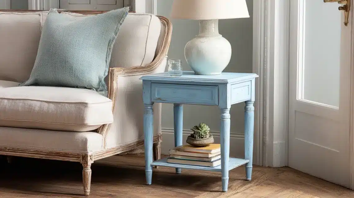 Soft Blue Painted End Tables