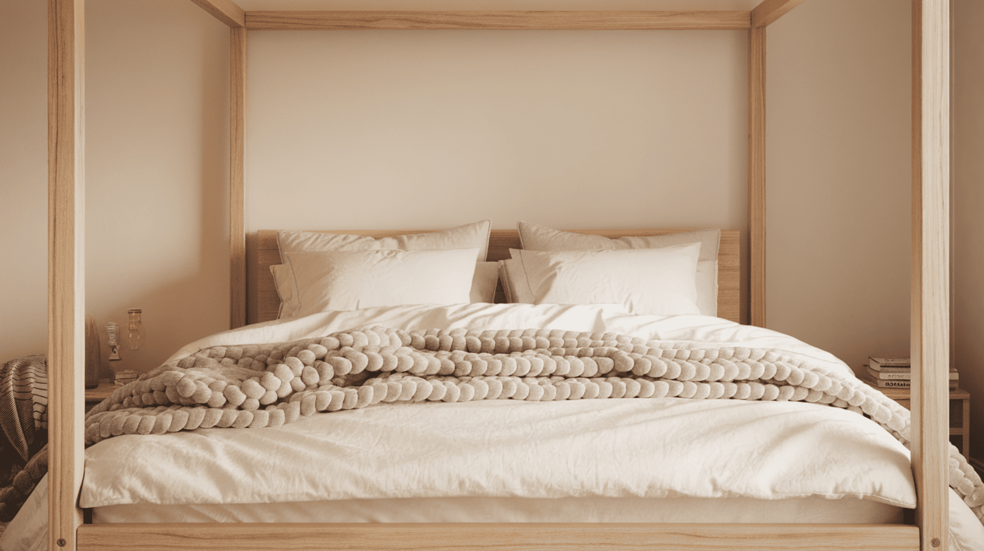 Soft Gray Wool Blanket at the Foot of the Bed
