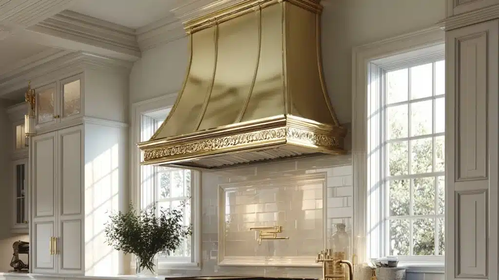 Statement Range Hood in Polished Brass