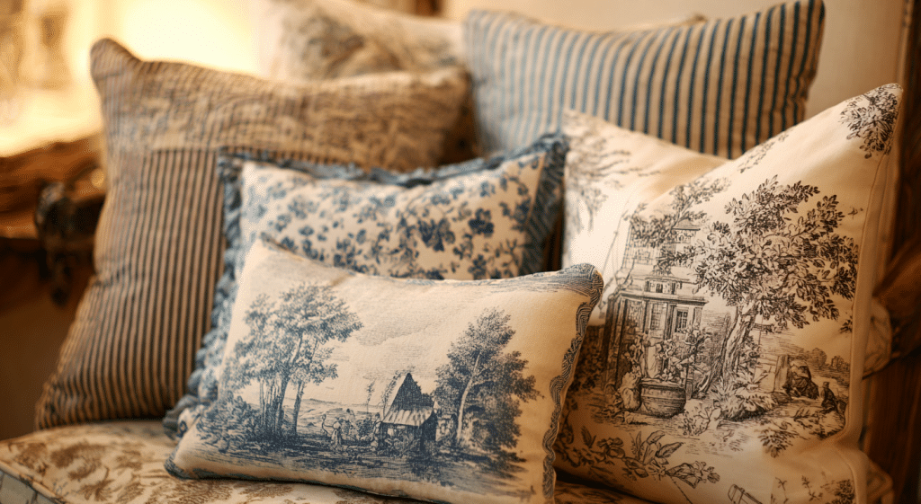 Toile de Jouy or Ticking Fabrics