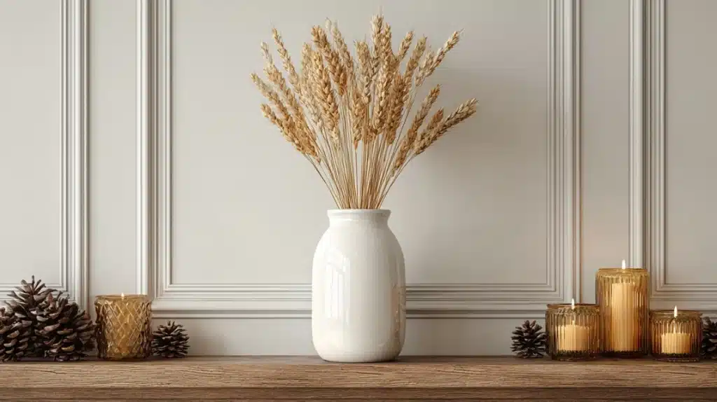 Use Dried Wheat in a Ceramic Vase
