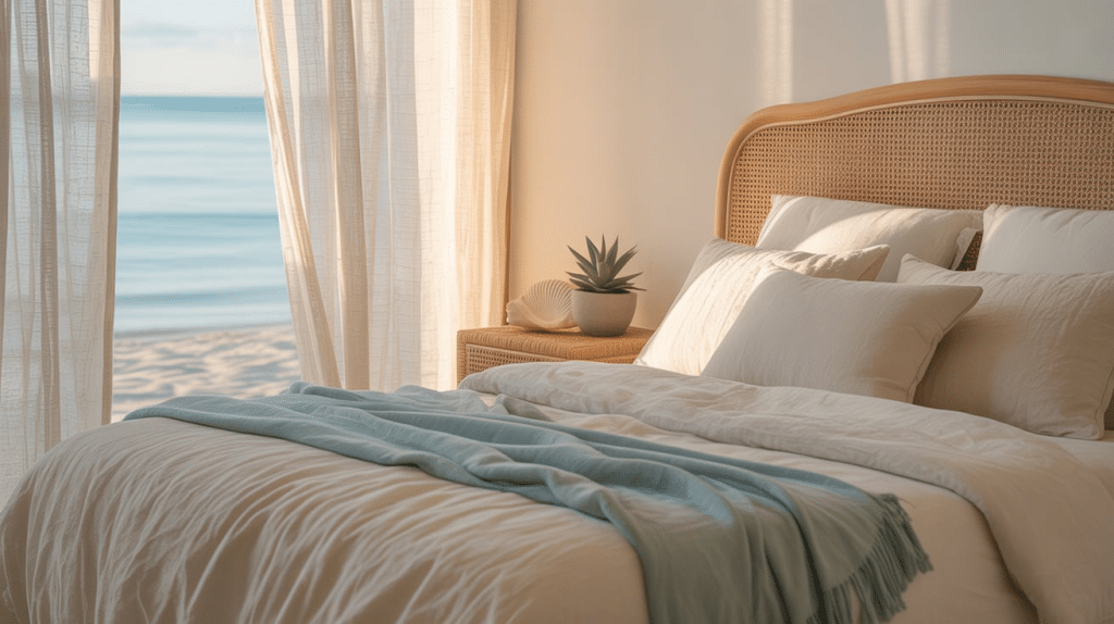Whitewashed or Rattan Headboard