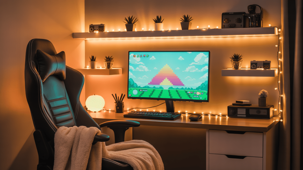 cozy gaming setup