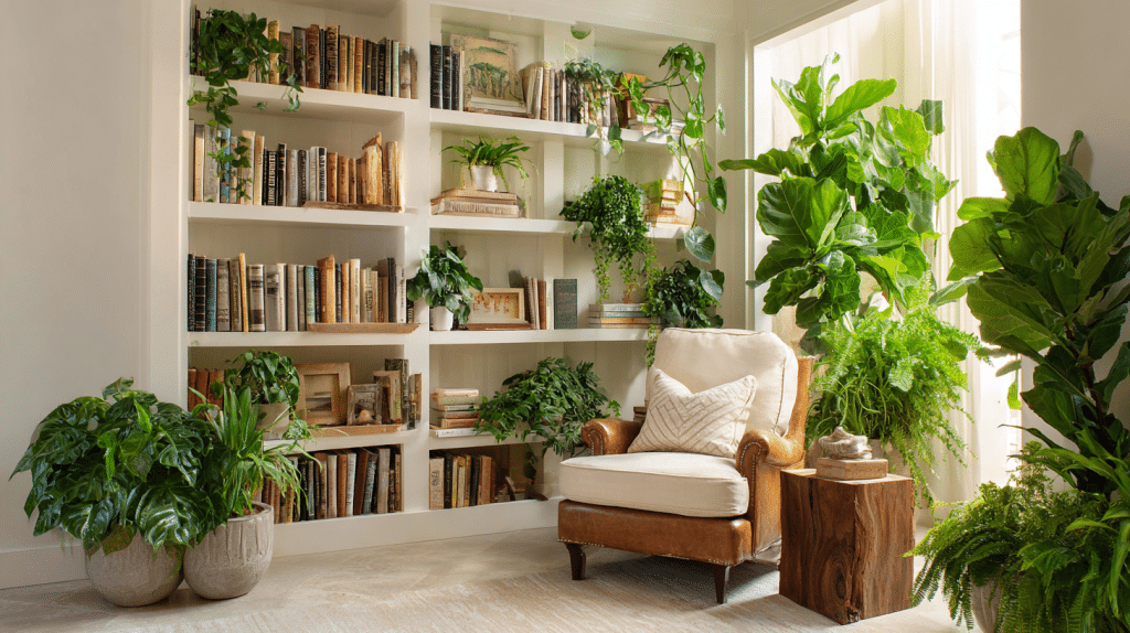plant filled library