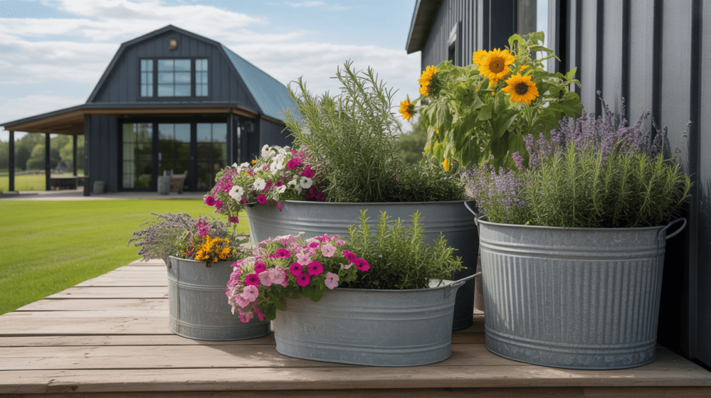 use-galvanized-tubs-as-planters-or-storage