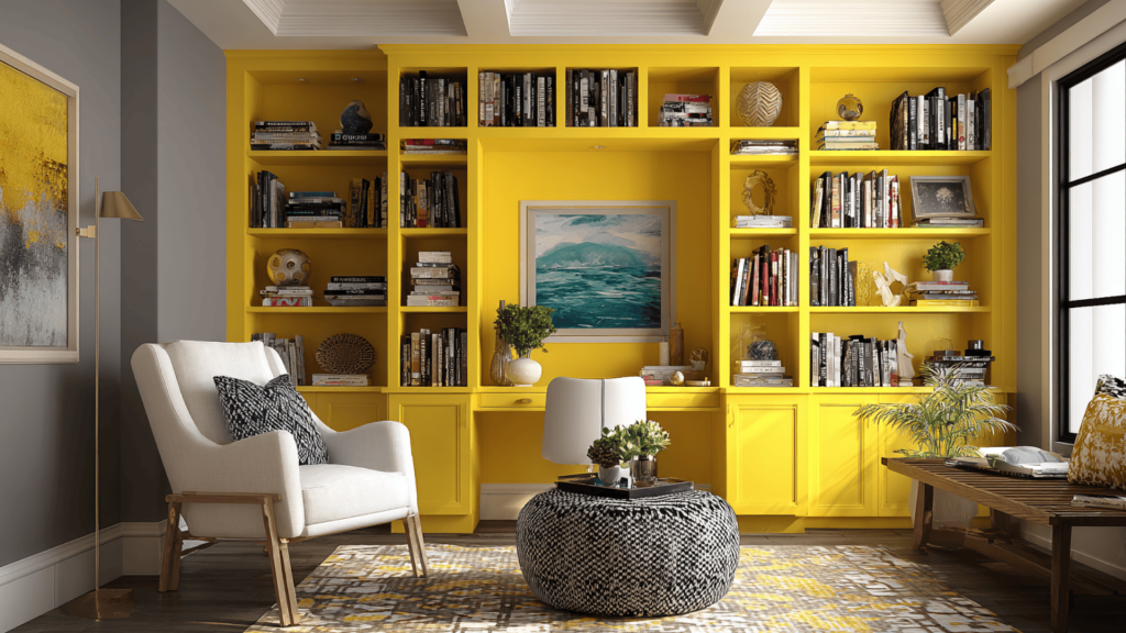 color drenched shelving units