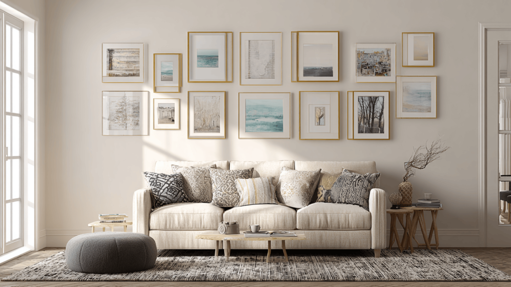 monochrome gallery walls